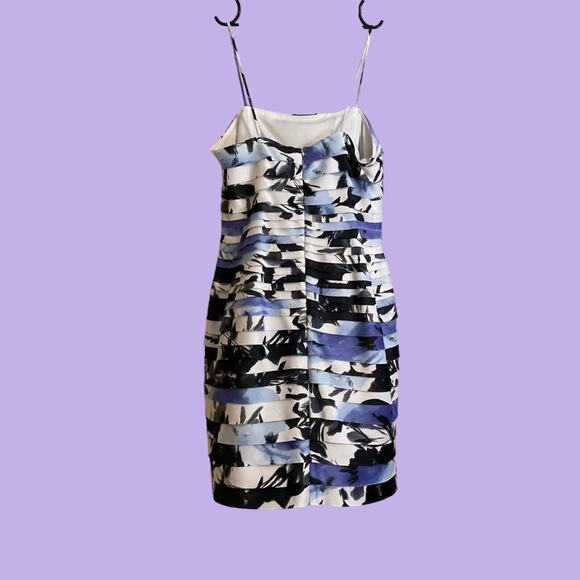 CONNECTED Dress SZ 6 Spaghetti Strap Layered Slimming Ruching Ruffles -Read - Picture 2 of 16